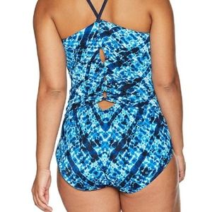 NEW Plus Size Coastal Blue Slimming Boyleg Swimsui